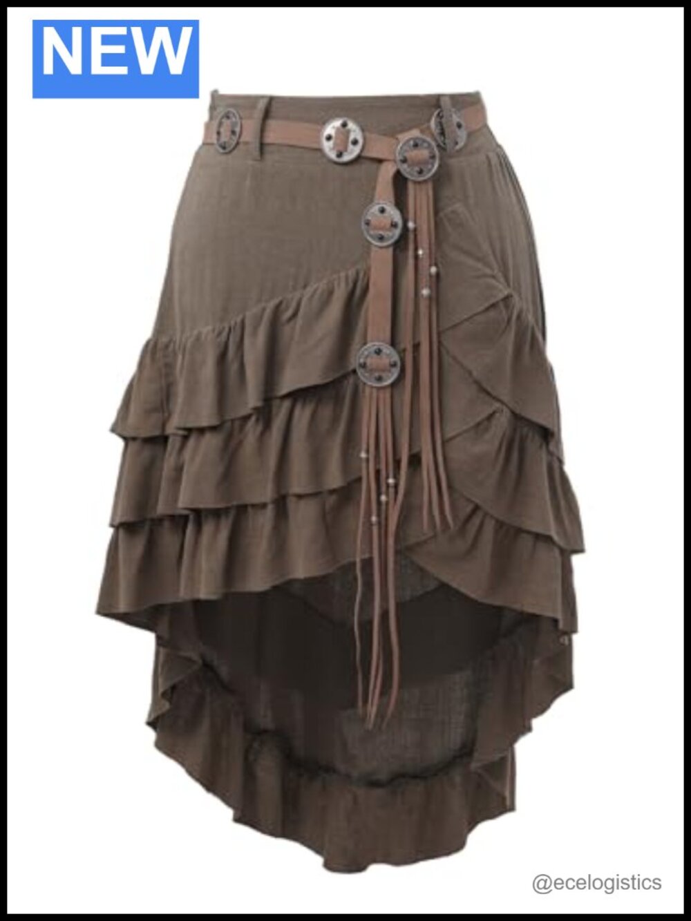 Women's Steampunk Pirate Skirt High-Low Asymmetrical Ruffle Victorian